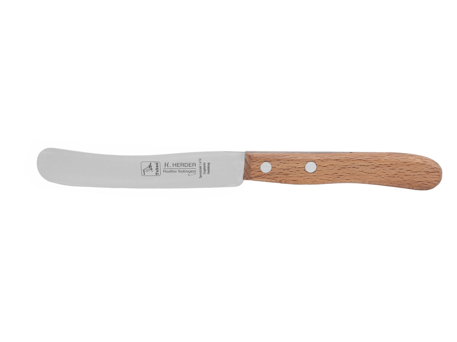 Buckelsmesser H. Herder – Frühstücksmesser Solingen extra scharf rostfrei 20,5 cm Brötchenmesser Buche