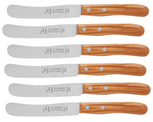 Buckelsmesser H. Herder – Frühstücksmesser Solingen extra scharf rostfrei 20,5 cm Brötchenmesser Olive