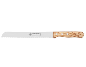 Original Solinger Brotmesser von Marsvogel 33cm rostfrei Wellenschliff mit edlem Oliven-Holzgriff