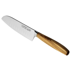 Santoku Kochmesser geschmiedet H. Herder Solingen 30cm Olive extra scharfer Handabzug rostfrei
