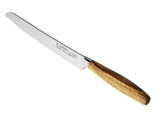 Brotmesser geschmiedet H. Herder Solingen 35cm Olive extra scharfer Handabzug Wellenschliff