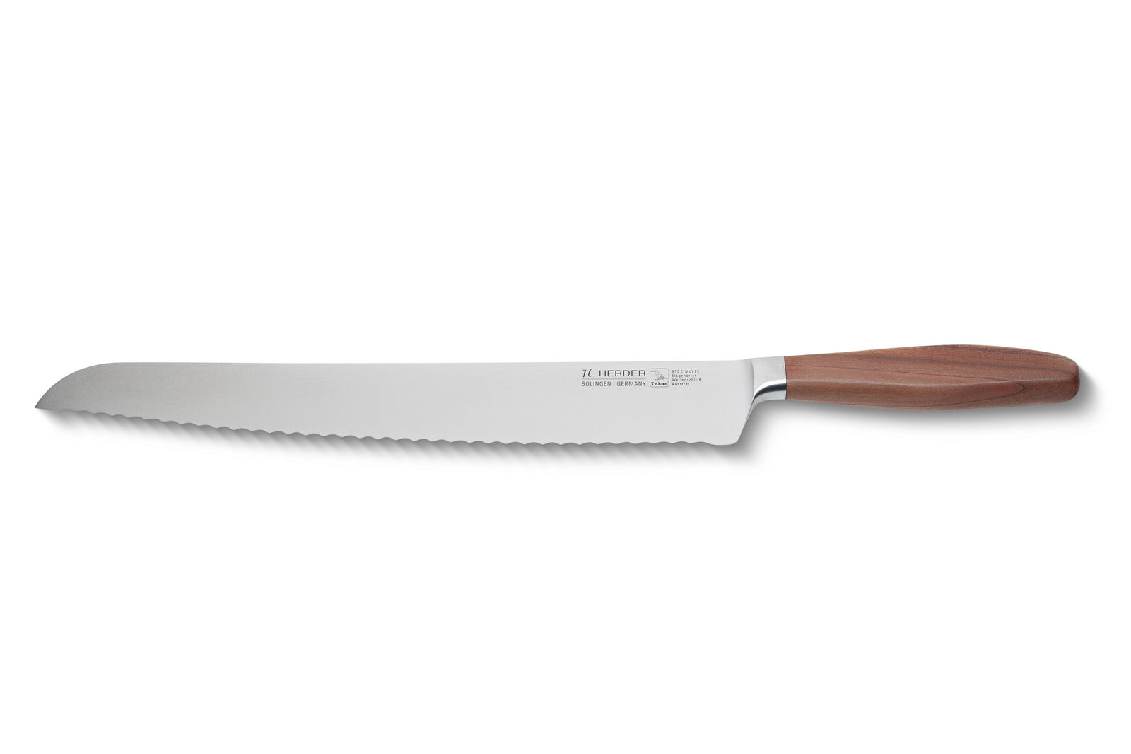 Brotmesser Premium-Klasse geschmiedet extra lang 46,5cm H. Herder Solingen Pflaume Handabzug Wellenschliff