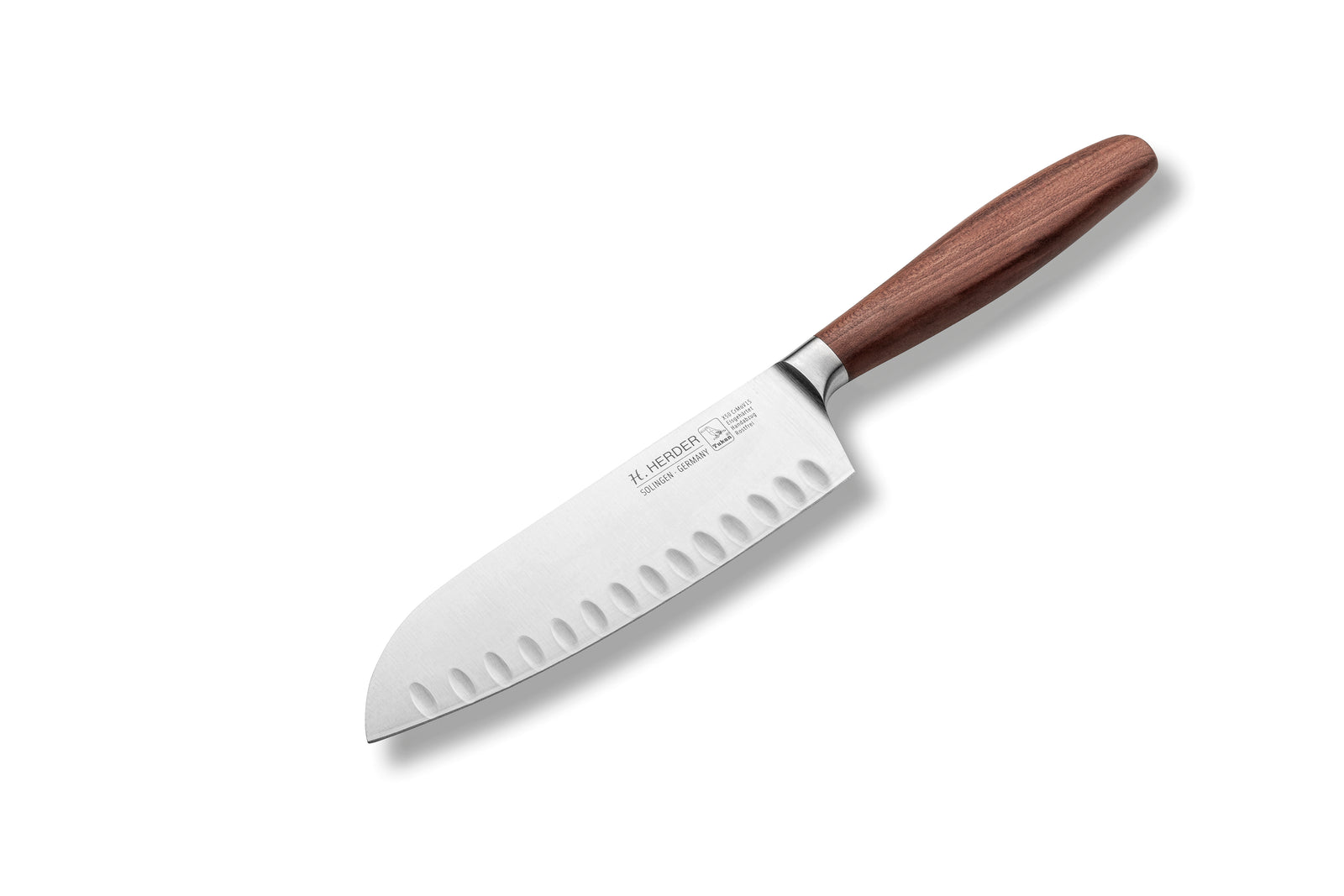 Santoku Kochmesser geschmiedet H. Herder Solingen 30cm Pflaume extra scharfer Handabzug rostfrei