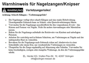 Nagelzange EL. Herder Drahtfederzange 12cm Edelstahl Profi Qualität