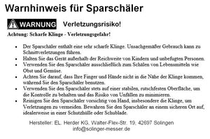 3 Solinger Sparschäler für Rechts- und Linkshänder Kunststoff extra scharf Spargelmesser