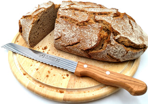 H. Herder Solingen Brotmesser 32cm  Olive Wellenschliff  Spezialstahl rostfrei