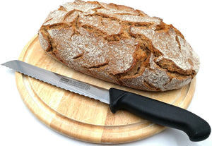 EL. Herder Solingen Brotmesser 33,5cm Wellenschliff Spezialstahl rostfrei schwarz