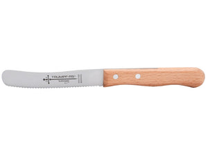 Buckelsmesser Trumpf-As  – Frühstücksmesser Solingen extra scharf Wellenschliff 22,5 cm Brötchenmesser Buche