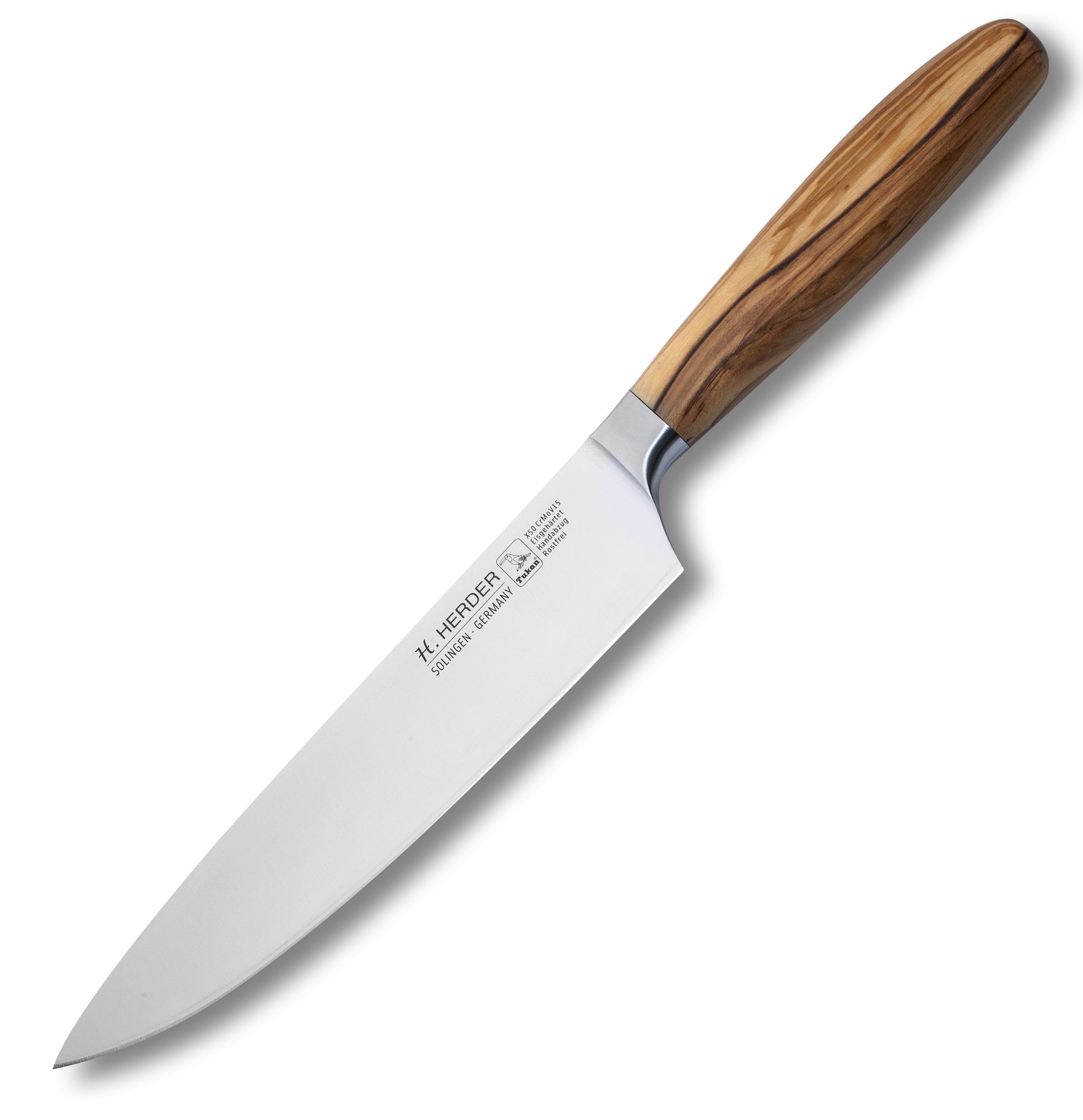 Kochmesser geschmiedet H. Herder Solingen 35cm Olive extra scharfer Handabzug rostfrei