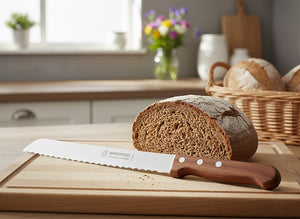 Original Solinger Brotmesser von Marsvogel 33cm rostfrei Wellenschliff mit edlem Nußbaum-Holzgriff