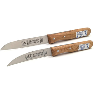 H. Herder 2 Solingen Küchenmesser / Schälmesser 17,3 / 17cm rostfrei Buche SET