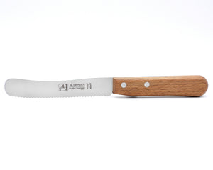 2 Solinger Buckelsmesser H. Herder Solingen Frühstücksmesser Brötchenmesser rostfrei Buche 1 mit Wellenschliff - 1 ohne