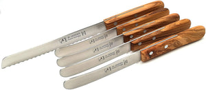 5 Herder Solingen Brotmesser / Buckelsmesser Frühstücksmesser rostfrei Olive