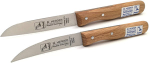 H. Herder 2 Solingen Küchenmesser / Schälmesser 17,3 / 17cm rostfrei Buche SET