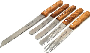 5 Herder Solingen Brotmesser / Buckelsmesser Frühstücksmesser rostfrei Olive