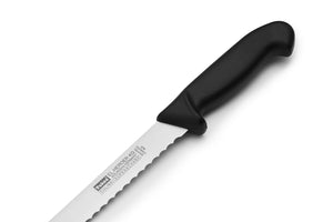EL. Herder Solingen Brotmesser 33,5cm Wellenschliff Spezialstahl rostfrei schwarz