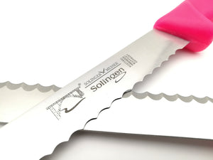Brotmesser Solingen 33,5cm Solinger Wellenschliff Spezialstahl Sonderfarbe Neon Pink rostfrei