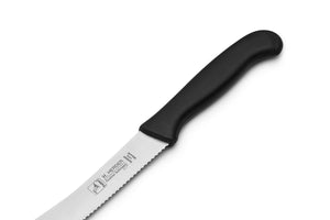 Herder Solingen Buckelsmesser Wellenschliff Brötchenmesser schwarz rostfrei