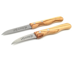 H.Herder Solingen 2 Küchenmesser / Schälmesser 17,5/15,8cm  Spezialstahl rostfrei Olive