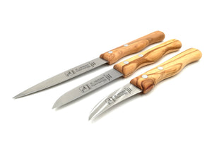 H.Herder Solingen 3 Küchenmesser / Schälmesser / Mittelspitz  Spezialstahl rostfrei Olive