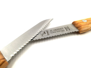 H. Herder Solingen Küchenmesser 17,5cm Wellenschliff rostfrei Olive
