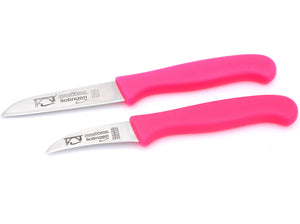 5 Solingen Messer im Set Brotmesser Kochmesser Buckelsmesser Gemüsemesser Schälmesser Sonderfarbe Neon Pink