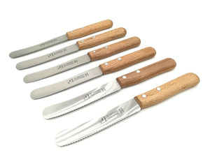 6 H. Herder Solingen Frühstücksmesser Buckelsmesser 22cm  Wellenschliff rostfrei Buche