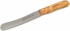 2 H. Herder Solingen Frühstücksmesser Buckelsmesser 22cm Wellenschliff rostfrei Olive