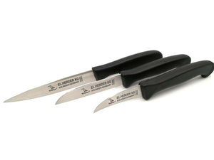 El.Herder Solingen 3 Küchenmesser / Schälmesser / Mittelspitz schwarz SET
