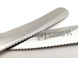 H. Herder Solingen Frühstücksmesser Buckelsmesser 22cm Wellenschliff rostfrei Buche