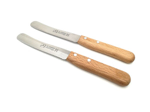 2 H. Herder Solingen Frühstücksmesser Buckelsmesser 22cm Wellenschliff rostfrei Buche