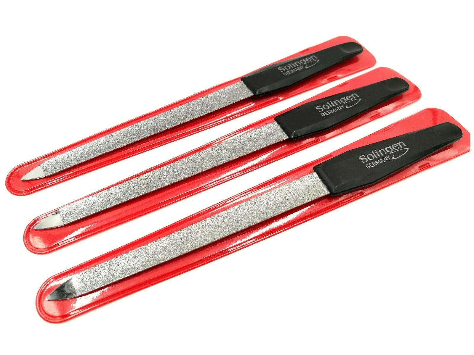 3 Solinger Profi Hohlnagelfeilen Saphir Hohlfeile gebogen schwarz 17,5 cm