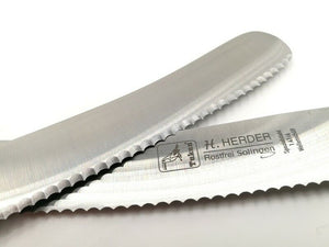 4 H. Herder Solingen Frühstücksmesser Buckelsmesser 22cm Wellenschliff rostfrei Buche