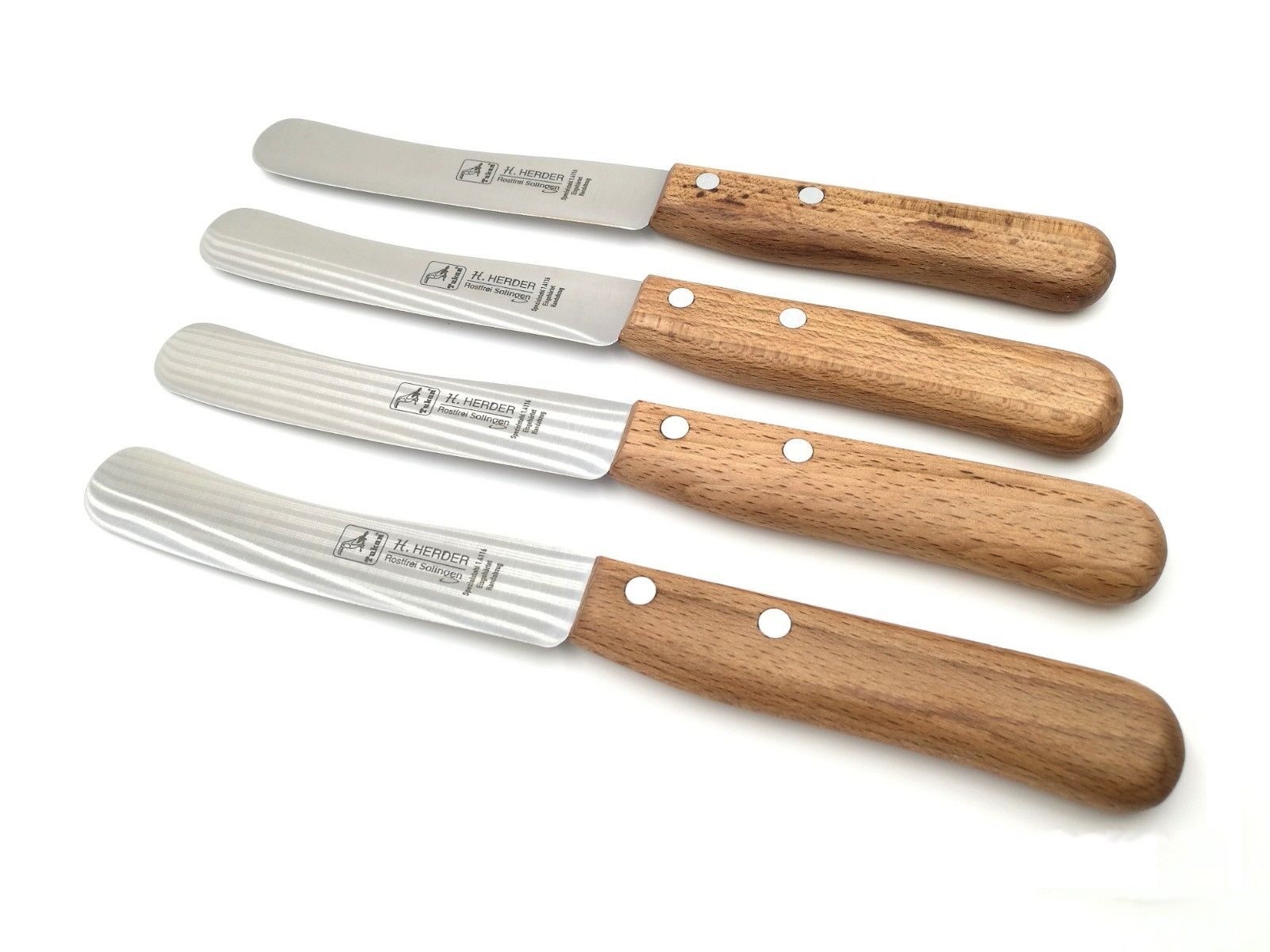 4 H. Herder Solingen Frühstücksmesser Buckelsmesser 22cm stark rostfrei Buche